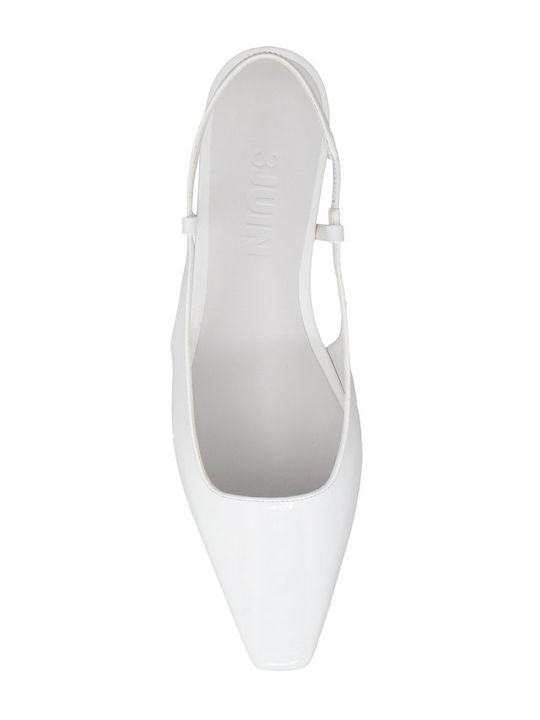 Women's Ballerina Shoes Slingback in Patent Leather in White Color