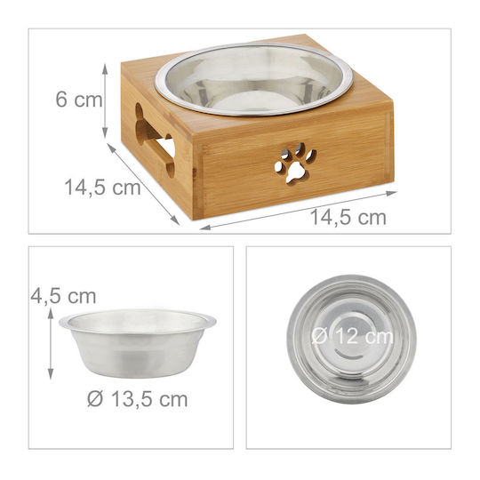 Relaxdays Bol din oțel inoxidabil Mâncare pentru Câine & Pisică pe Bază 400ml 14.5cm în Culoare Maro
