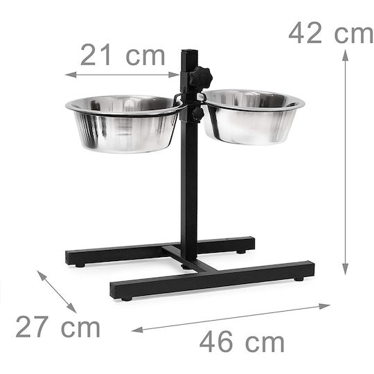 Relaxdays Bol din oțel inoxidabil Mâncare pentru Câine & Pisică pe Bază 2x 1.55lt 42cm