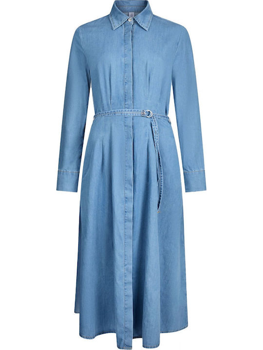 Midi Shirt Dress Light Blue
