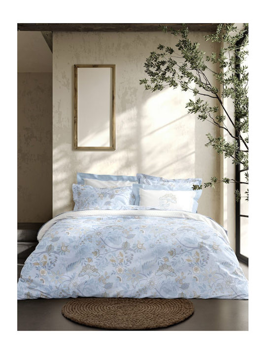 Nima Bettwäsche-Set Überdoppel mit Gummiband 160x200+32cm. Jacobus Light Blue 4Stück