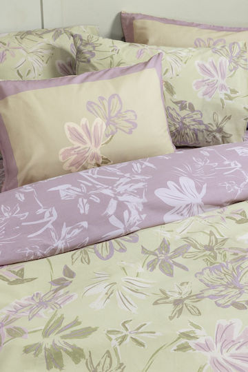 Nima Sheet Sets Queen with Elastic 160x200+32cm. Tiare Beige, Lilac 4pcs