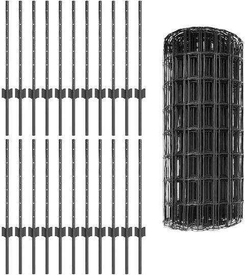 vidaXL Wire Fencing with PVC Coating Set Gray 0.6x50m