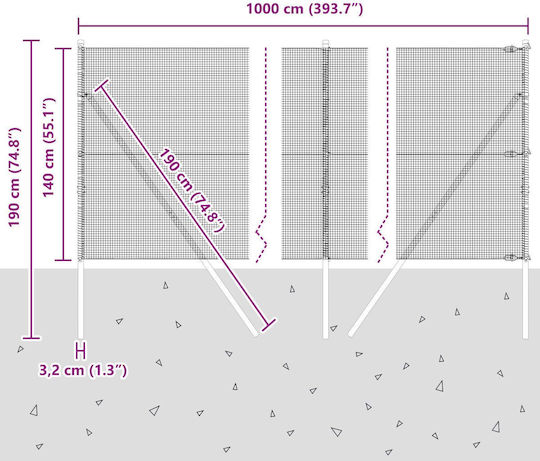 vidaXL Wire Fencing Galvanized Set Gray 1.4x10m
