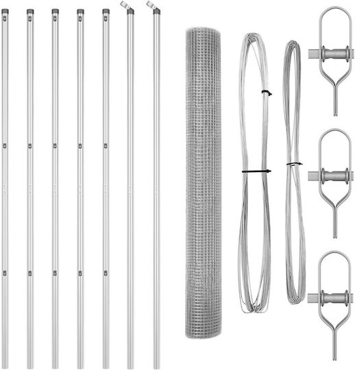 vidaXL Wire Fencing Galvanized Set Gray 1.4x10m