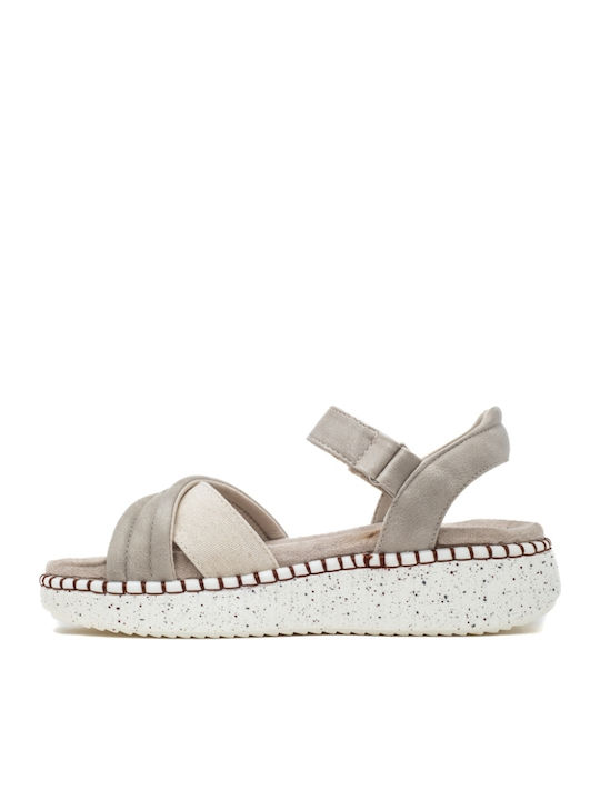 Damen Flache Sandalen Beige