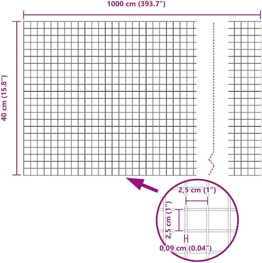 vidaXL Plasă de sârmă Verde 0.4x10m