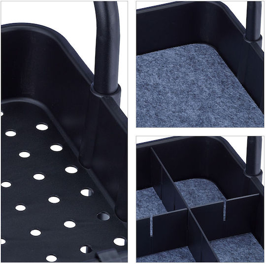 Relaxdays Troleu De Bucătărie Metalic Cu 3 Locuri Negru 43x42x86cm