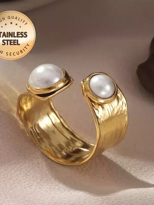 Damen Ring aus Stahl Vergoldet