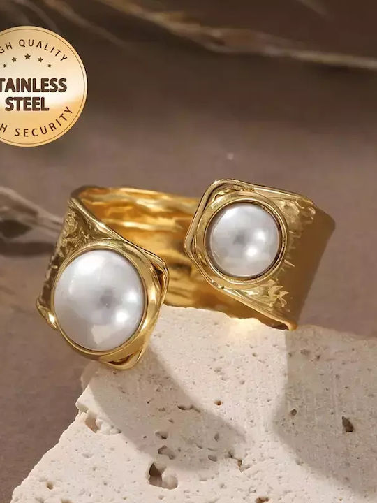 Damen Ring aus Stahl Vergoldet