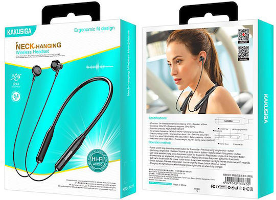 Kakusiga KSC-1472 In ear Bluetooth хендсфри Слушалки с Устойчивост на Пот Черен