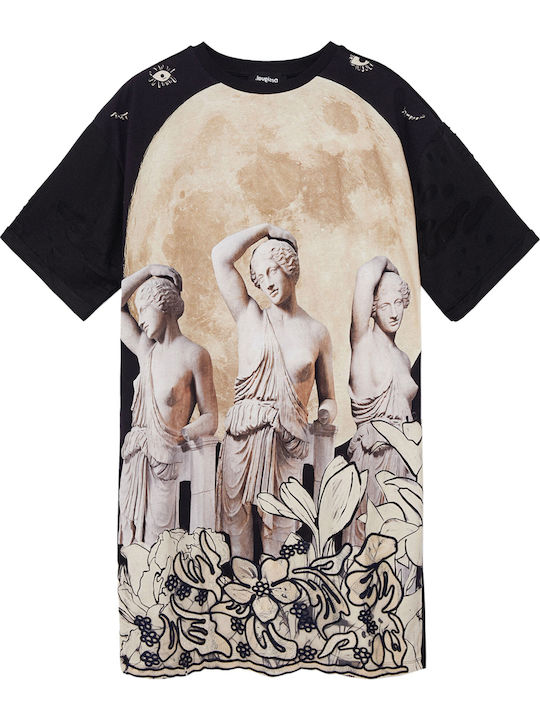 Atenas Summer Mini T-Shirt Dress Black