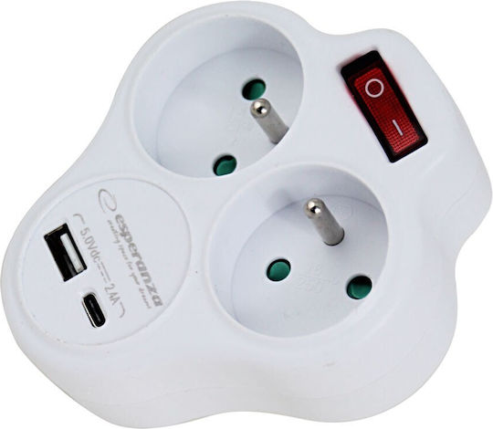 Esperanza Power Strip 2 Positions with USB-A and USB-C without Cable
