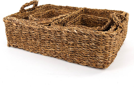 Σετ Διακοσμητικά Καλάθια Rattan με Χερούλια Καφέ 40εκ. 5τμχ