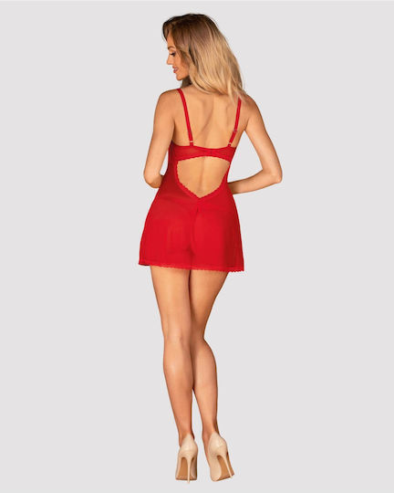 Obsessive Chilisa Sexy Σετ με Νυχτικό & Ρόμπα με Δαντέλα & Διαφάνεια Κόκκινο