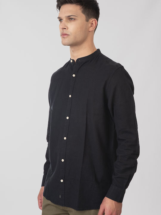Langärmlig Leinen Hemd Black