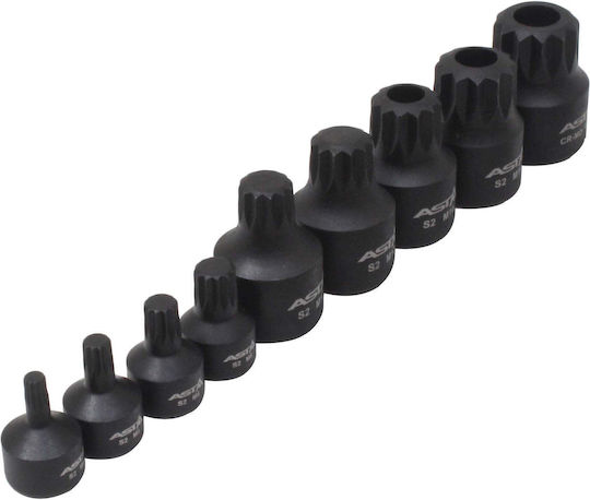 Set of XZN Bit Sockets M4-M18 Impact Type 1/4 3/8 9 Pieces