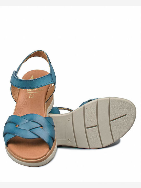 Women's Leather Platform Shoes Blue
