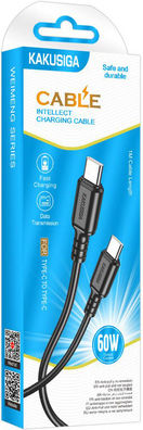 Kakusiga USB 2.0 Cable USB-C male - USB-C 60W Μαύρο 1m KSC-982-CC-BK