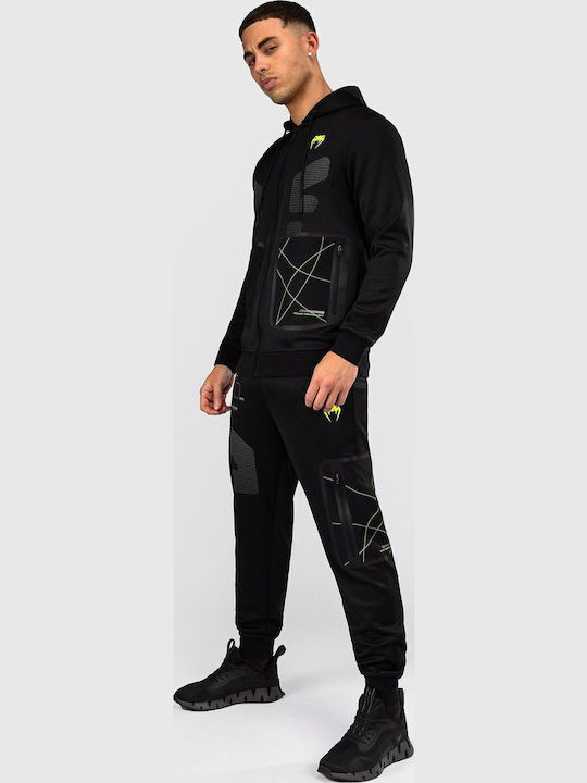 Hooded Cardigan Black Neon Green
