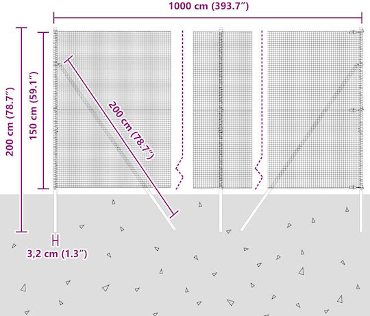 vidaXL Wire Fencing Galvanized Set Silver 1.5x10m