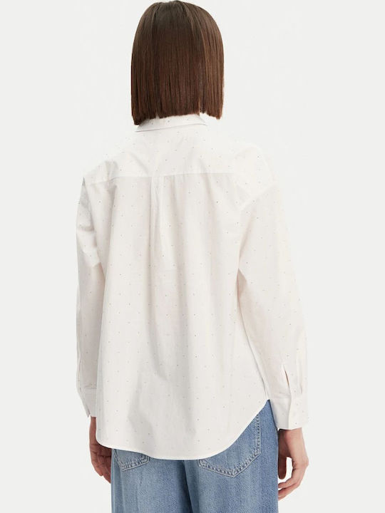 Long Sleeve Women's Cotton Shirt White W5GH42WGQS0 G011