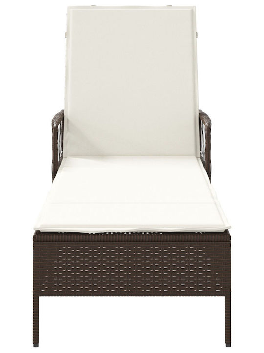 Градински и басейнови шезлонги Rattan с Възглавница Кафяв 157x55x92см