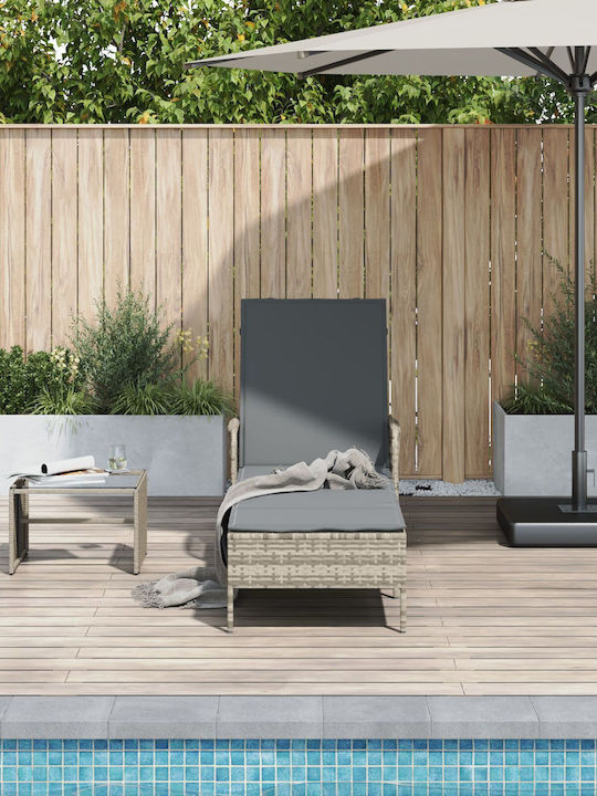Ξαπλώστρα Rattan Γκρι 157x55x92εκ.