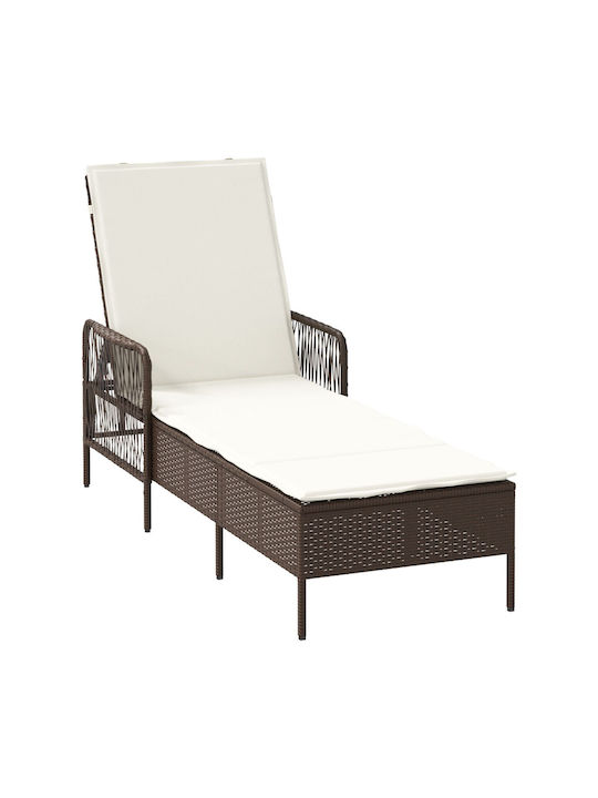 Градински и басейнови шезлонги Rattan с Възглавница Кафяв 157x55x92см