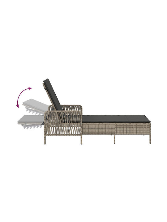 Ξαπλώστρα Rattan Γκρι 157x55x92εκ.