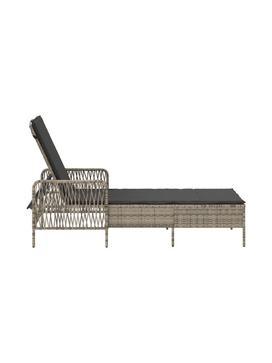 Ξαπλώστρα Rattan Γκρι 157x55x92εκ.
