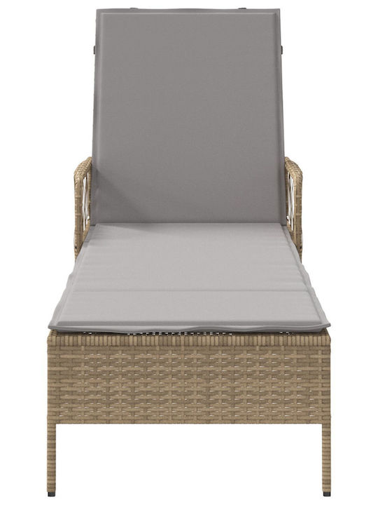 Ξαπλώστρα Rattan με Μαξιλάρι Μπεζ 157x55x92εκ.