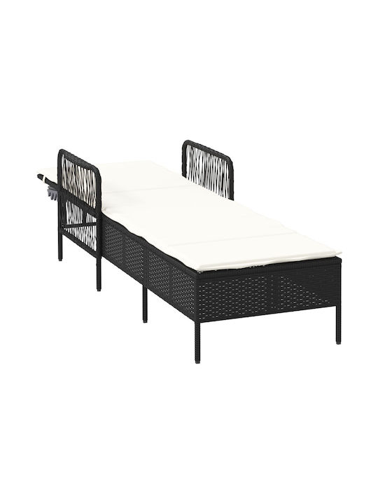 Deckchair Rattan Black 157x55x92cm.