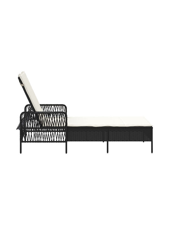 Deckchair Rattan Black 157x55x92cm.