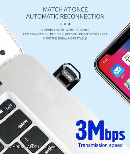 Kakusiga USB Bluetooth 5.0 Adapter με Εμβέλεια 10m (KSC-908)