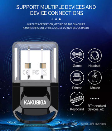 Kakusiga USB Bluetooth 5.0 Adapter με Εμβέλεια 10m (KSC-908)