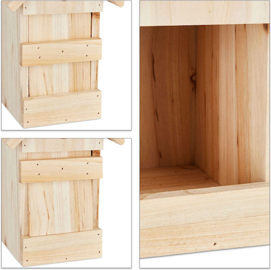 Căsuță Decorativă pentru Păsări din Lemn 25 X 16 X 14 Cm Naturală