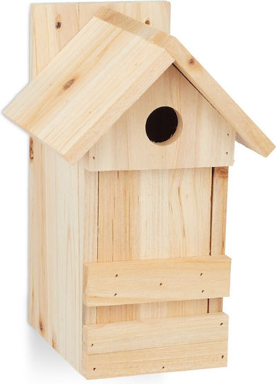 Căsuță Decorativă pentru Păsări din Lemn 25 X 16 X 14 Cm Naturală