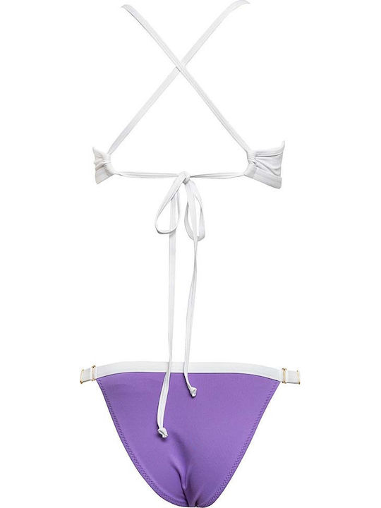 Bikini Set Top & Slip Bottom Lilac And White