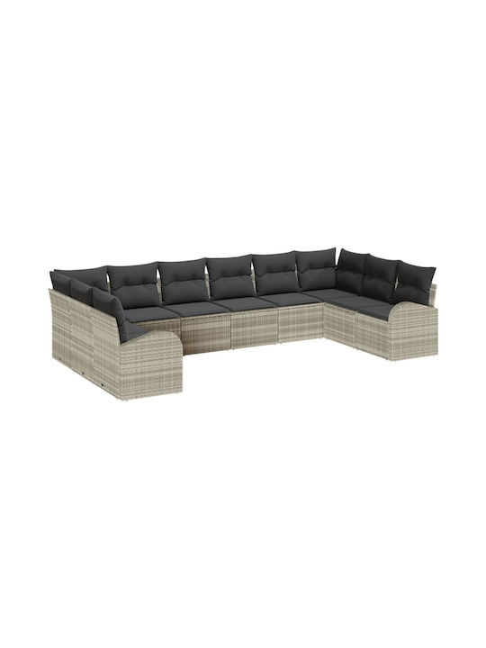 Corner Outdoor Sofa Rattan with Cushions 55x55x69cm