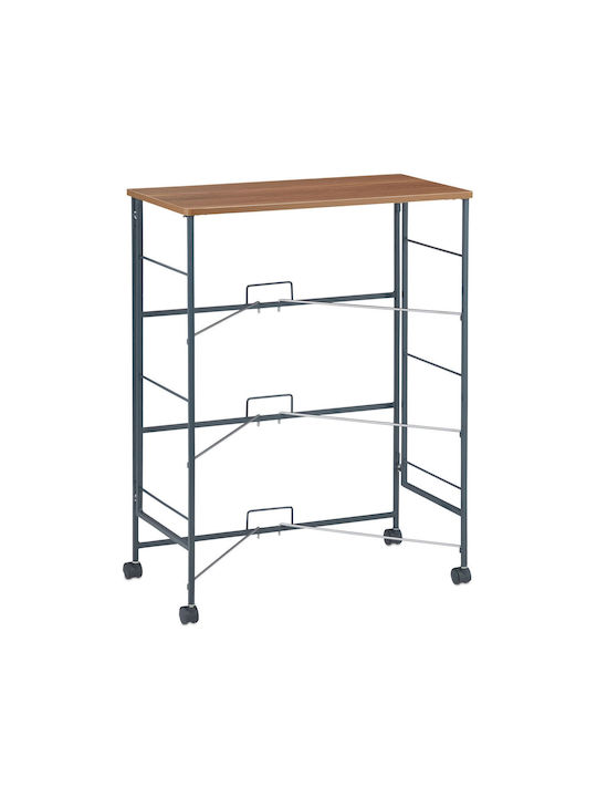 Noptieră Lemnoasă cu Picioare Metalice Gri 30x74.5x58cm