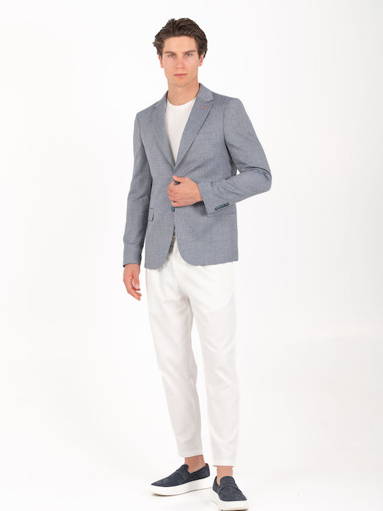 Summer Men’s Suit Jacket with Slim Fit Bahama Blue