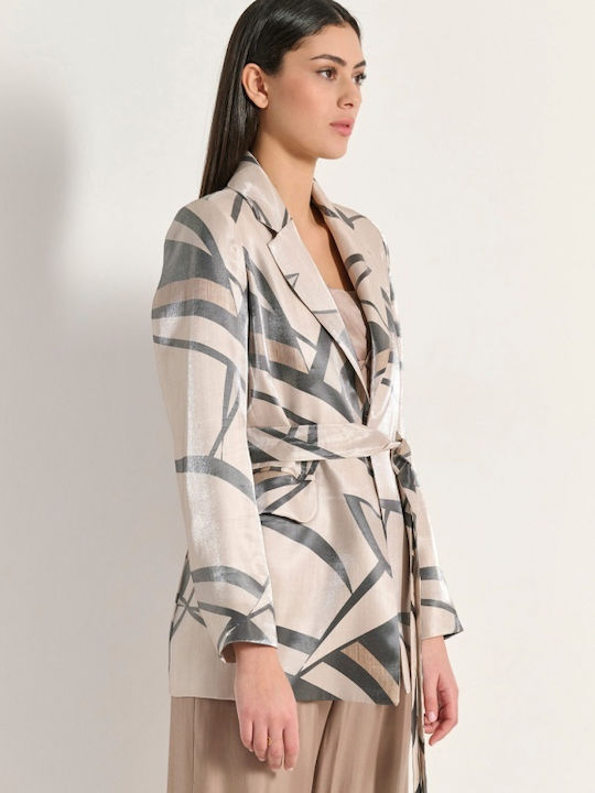 Matis Fashion Long Women's Blazer Beige