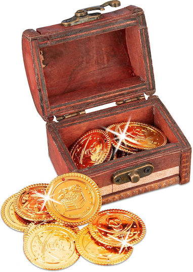 Set de Monede de Joc 288 de Piese pe Set Motive Cap de Pirat Cufăr cu Comori Margine Striată Polipropilenă Aurie Strălucitoare