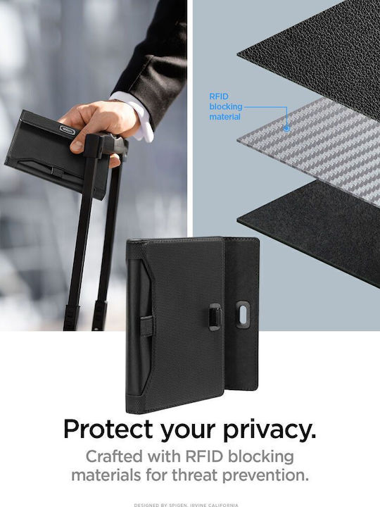 Δερμάτινο Ανδρικό Πορτοφόλι Ταξιδίου με RFID Μαύρο