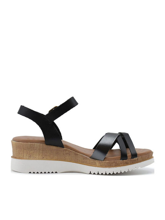Anatomic Women's Leather Ankle Strap Platforms Black