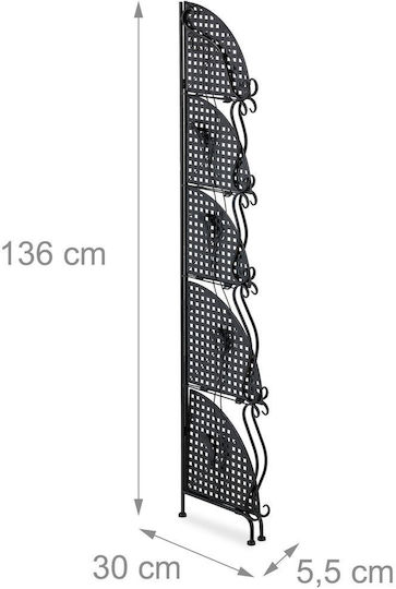 Raft de Colț din Metal Relaxdays 5 Etajere Dimensiuni 136 X 30 X 5.5 Cm Negru