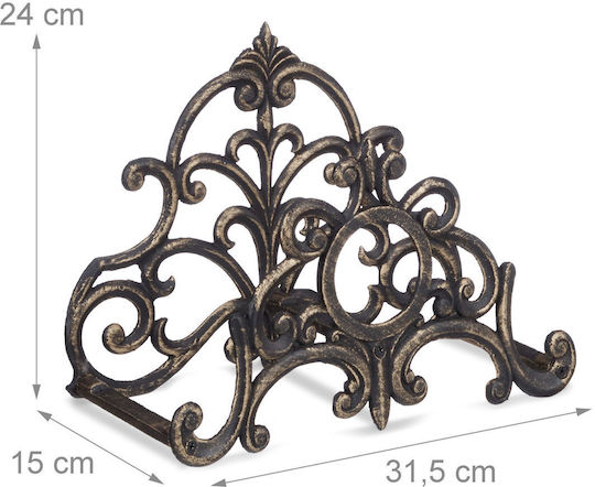 Wall Mount Hose Brown Cast Iron Relaxdays 24 X 31.5 X 15 Cm