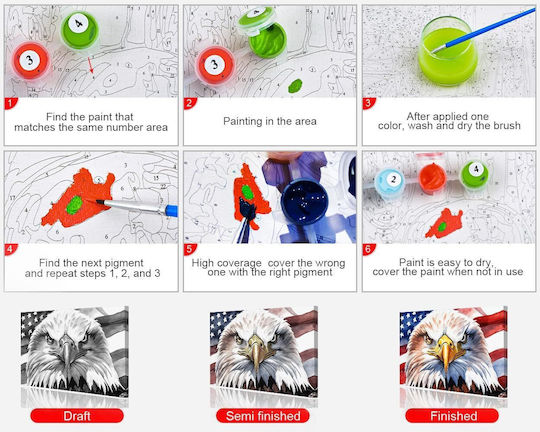 Diy Paint By Numbers Eagle Usa Flag 40x50cm Acrylic Paints