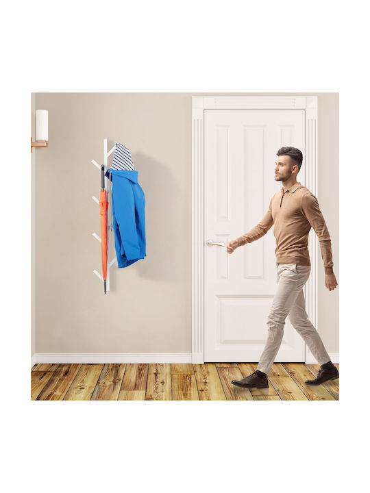 Tree-shaped Coat Rack 8 Hooks Dimensions 100.5 X 19.5 X 7 Cm White Relaxdays